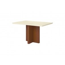 Mesa de Jantar  Base Cruz 1,20 Larg. Vidro Off White, Base Amêndoa