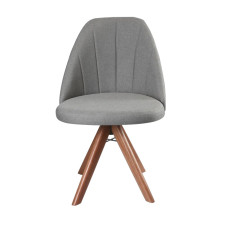 Cadeira Marina - Base Giratória  em Maciça Tecido Linho Cinza