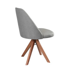 Cadeira Marina - Base Giratória  em Maciça Tecido Linho Cinza