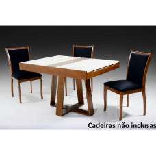 Mesa Extensível Beta 1,20 Fechada, 1,60 Aberta Vidro Off White