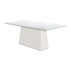 Mesa de Jantar Raquel 1,80 Larg. Vidro Off White, Base Off White