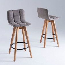 Banqueta Giratória REF. 305 Verônica Estofada - Madeira Maciça de Jequitibá  