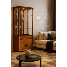 Cristaleira Priscila  REF. 904 cor Champagne com Luminária