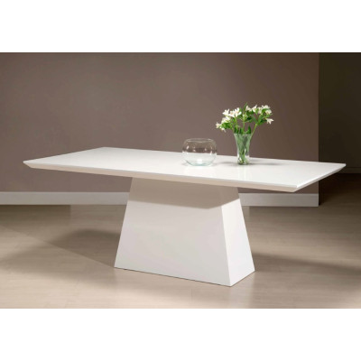 Mesa de Jantar Raquel 1,80 Larg. Vidro Off White, Base Off White