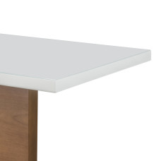 Mesa de Jantar Belle 2,40 x 1,20 Tampo MDF/ Vidro Off White, Base Cinamomo Pecan