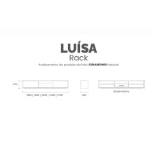 Rack Luísa 2,20 Larg. Portas de Correr, Lâmina de Cinamomo 