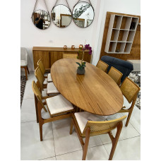 Mesa de Jantar Amada Oval  2,00 x 1,10 Tampo Madeirado