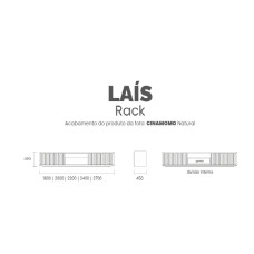 Rack Laís 2,40 Larg. Portas de Correr Ripadas, Lâmina de Cinamomo Rack Laís 2,40 Larg. Portas de Correr Ripadas, Lâmina de Cinamomo