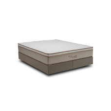 Cama Box + Colchão Queem Molas Ensacadas Bio Magnetic Euro Pillow 1,58x1,98x30 Linho