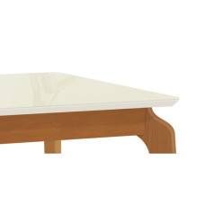 Mesa de Jantar 4 pés 2,00 x 1,00 Vidro Off White, Pés Carvalho / Off White