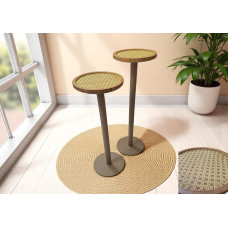 Conjunto Mesa Lateral Palha Bambu Natural / Grafite Conjunto Mesa Lateral Palha Bambu Natural / Grafite