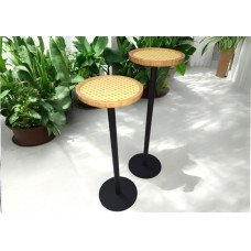 Conjunto Mesa Lateral Palha Bambu Natural / Preto Fosco Conjunto Mesa Lateral Palha Bambu Natural / Preto Fosco