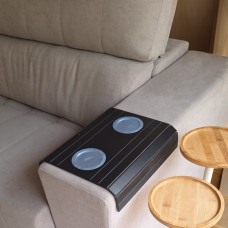 Esteira para braço de sofá cor Preto Fosco, porta copos alumínio - MCB DECOR