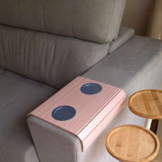 Esteira para braço de sofá cor Rosa, porta copos alumínio - MCB DECOR
