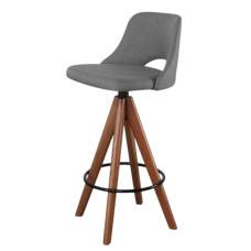 Banqueta Giratória Elena Estofada - Linho Cinza Escuro 