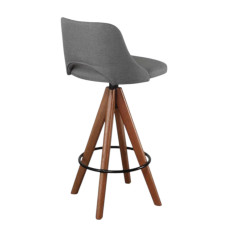 Banqueta Giratória Elena Estofada - Linho Cinza Escuro 